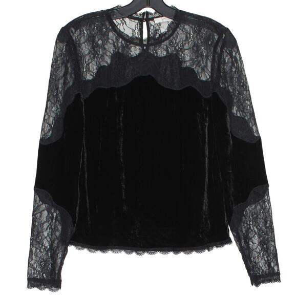 Joie Top Velvet Lace Whimsigoth Witchy Coquette Romantic Victorian Black Small - Picture 1 of 5